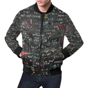 Math Print Pattern Mens Bomber Jacket