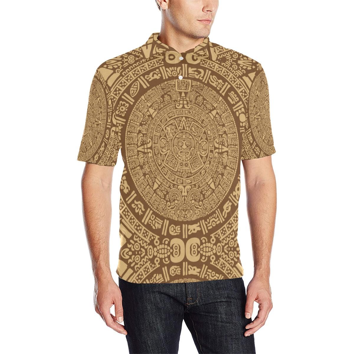 Mayan Pattern Print Design 01 Men Polo Shirt Mayan Pattern Print Design 01 Men Polo Shirt