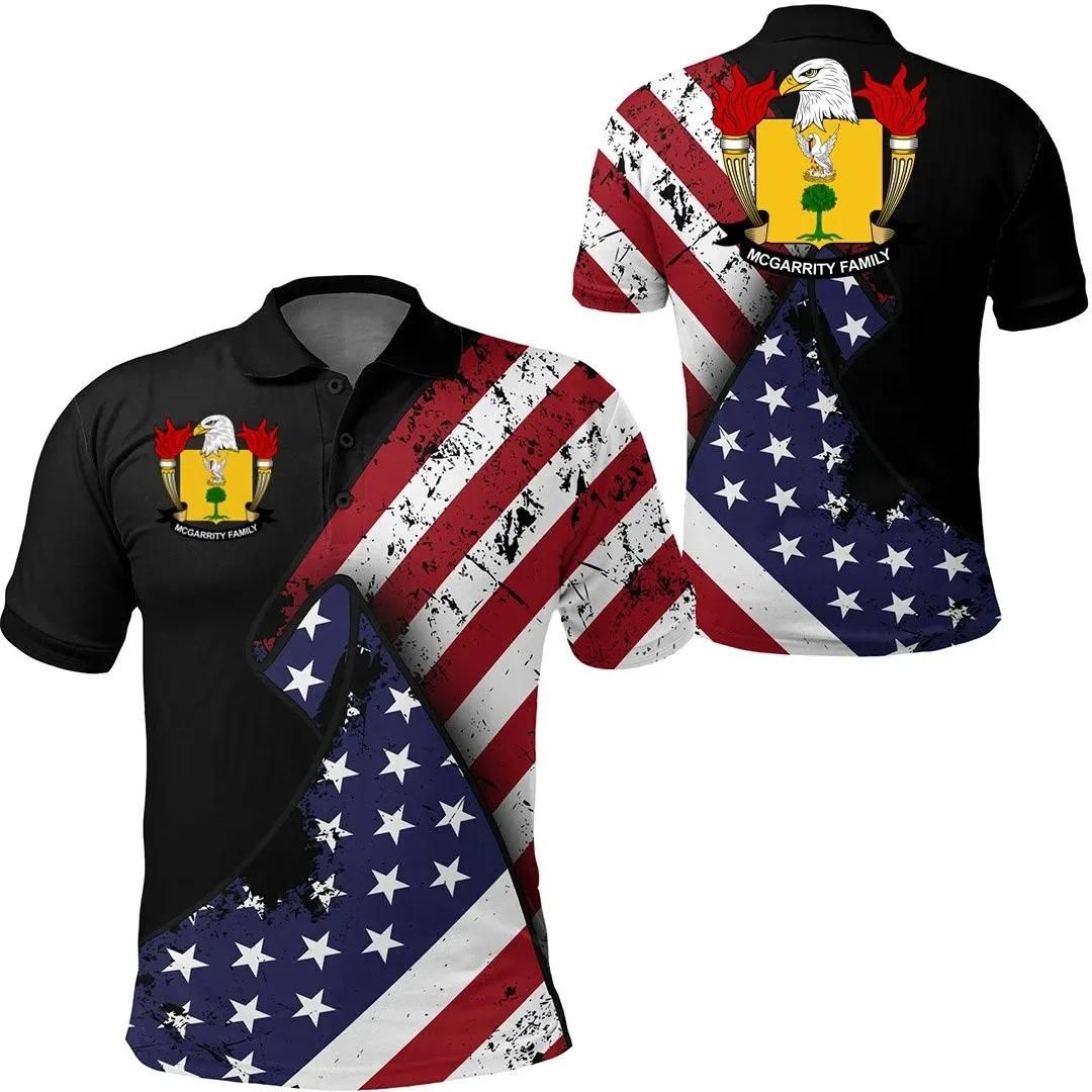 McGarrity USA Polo Shirt - Special Grunge Flag - American Family Crest A7 McGarrity USA Polo Shirt - Special Grunge Flag - American Family Crest A7