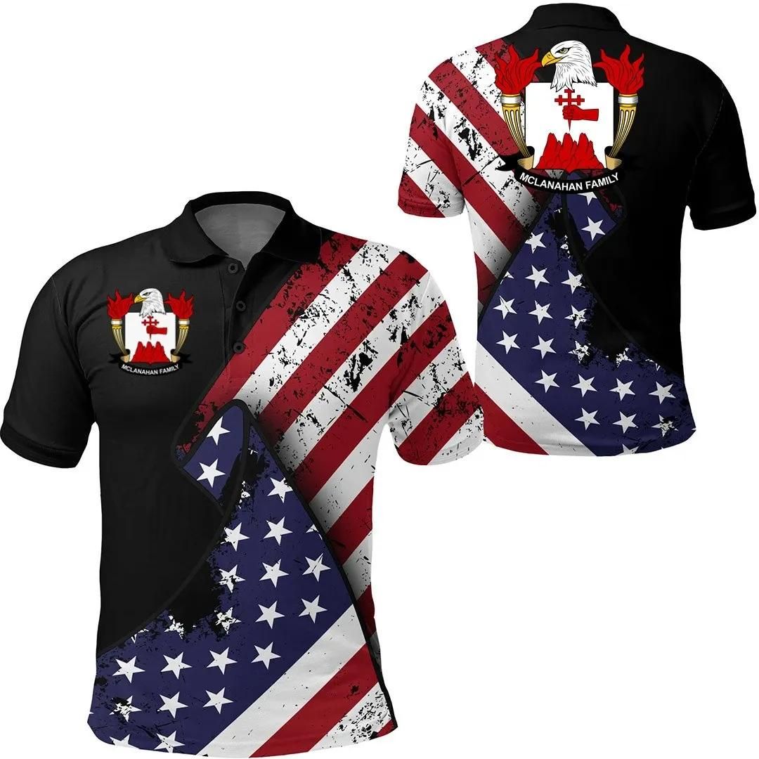 McLanahan USA Polo Shirt - Special Grunge Flag - American Family Crest A7 McLanahan USA Polo Shirt - Special Grunge Flag - American Family Crest A7
