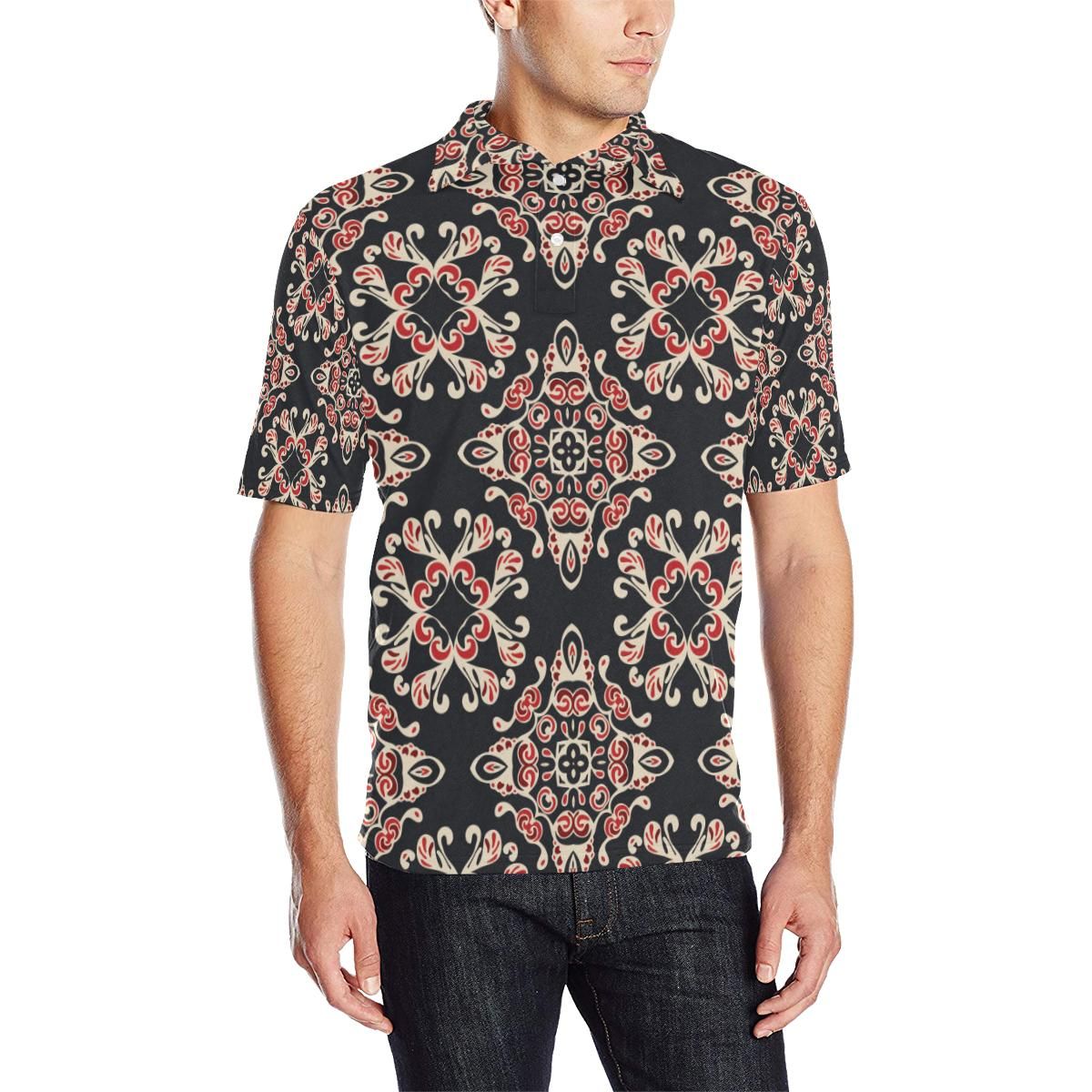 Medallion Pattern Print Design 01 Men Polo Shirt Medallion Pattern Print Design 01 Men Polo Shirt