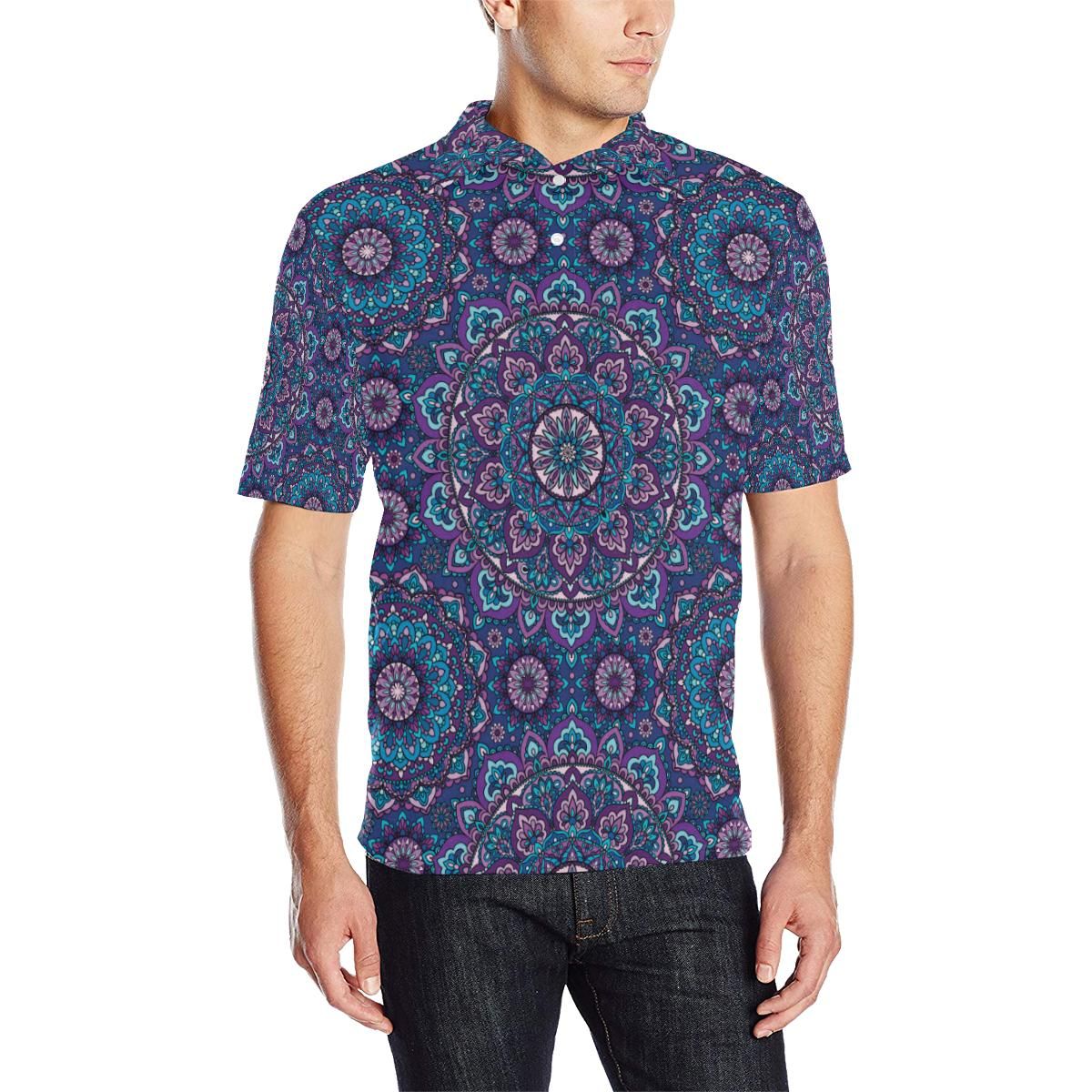 Medallion Pattern Print Design 05 Men Polo Shirt Medallion Pattern Print Design 05 Men Polo Shirt