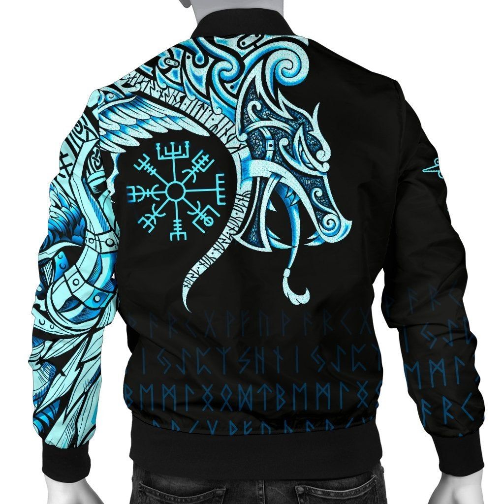 Fenrir Raven And Vegvisir Tattoo Cyan A31 Bomber Jacket Fenrir Raven And Vegvisir Tattoo Cyan A31 Bomber Jacket