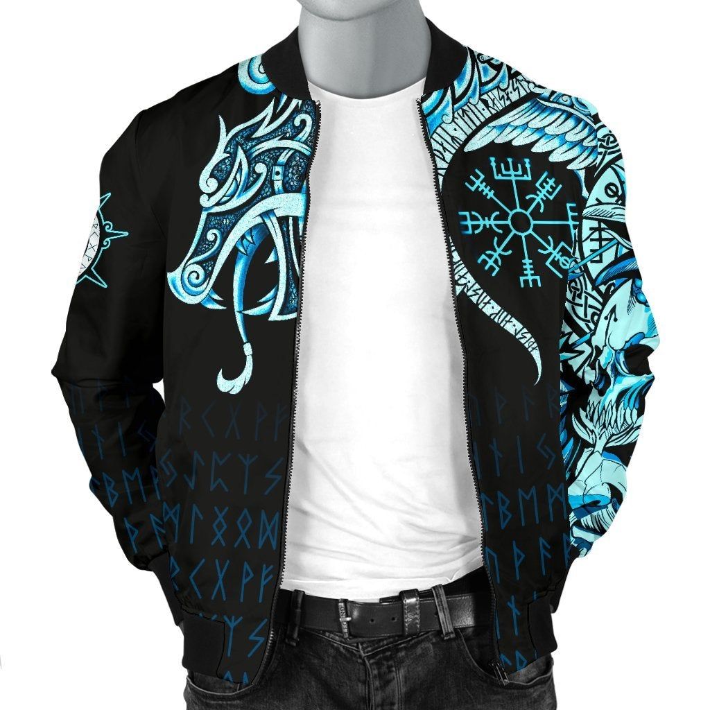 Mens-Bomber-Jacket-Fenrir-Raven-And-Vegvisir-Tattoo-Cyan-A31-Bomber-Jacket-2