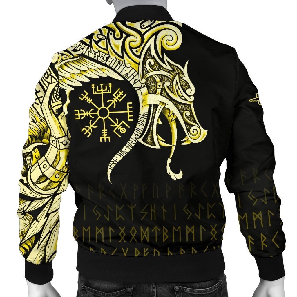 Fenrir Raven And Vegvisir Tattoo Yellow A31 Bomber Jacket Fenrir Raven And Vegvisir Tattoo Yellow A31 Bomber Jacket
