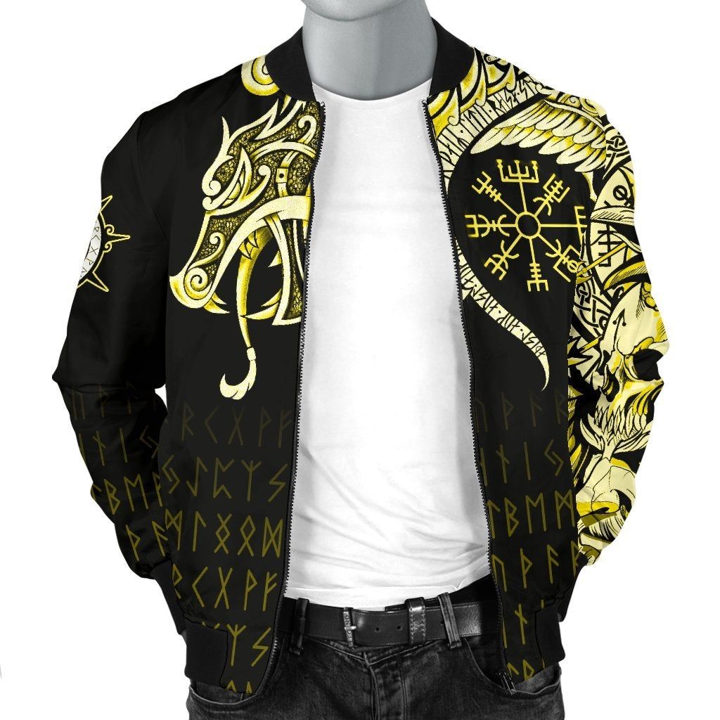 Mens-Bomber-Jacket-Fenrir-Raven-And-Vegvisir-Tattoo-Yellow-A31-Bomber-Jacket-2