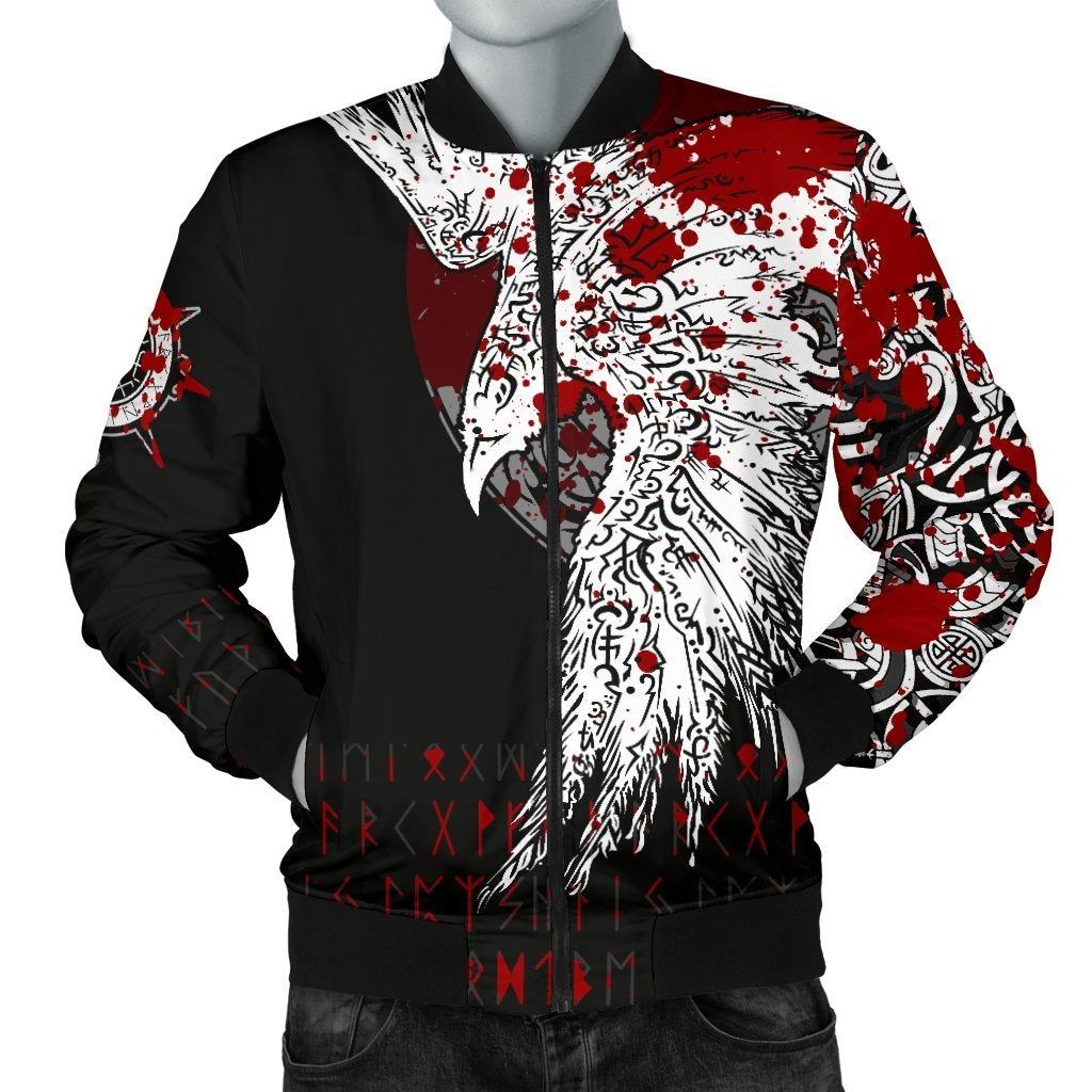 Men's Bomber Jacket - Mystical Raven Tattoo Blood A31 Bomber Jacket Men's Bomber Jacket - Mystical Raven Tattoo Blood A31 Bomber Jacket