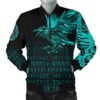 Men's Bomber Jacket - The Raven Of Odin Rune Cyan A27 Bomber Jacket