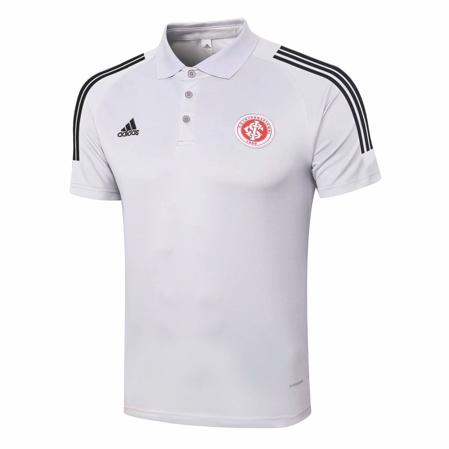 Mens S. C. Internacional Polo Shirt Light Grey 2020/21 Mens S. C. Internacional Polo Shirt Light Grey 2020/21