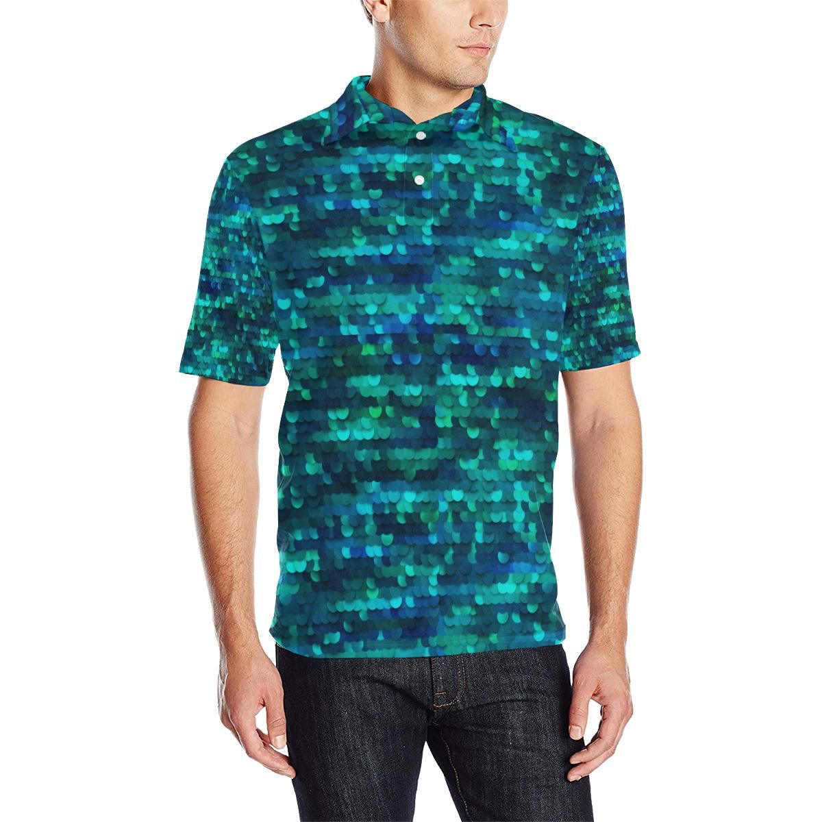 Mermaid Scales Pattern Print Design 06 Men Polo Shirt Mermaid Scales Pattern Print Design 06 Men Polo Shirt
