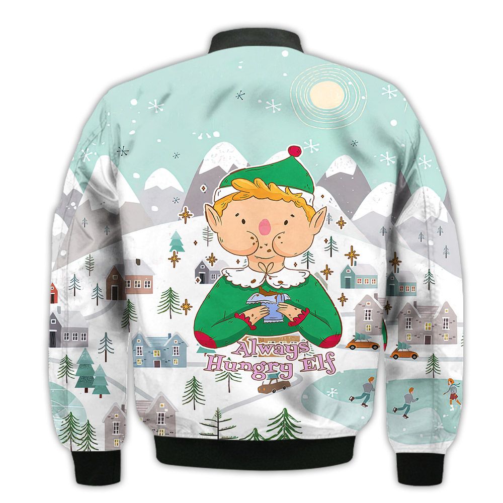 Merry-Christmas-Always-Hungry-Elf-Retro-Christmas-Holiday-Gifts-Unisex-3D-Bomber-Jacket-2