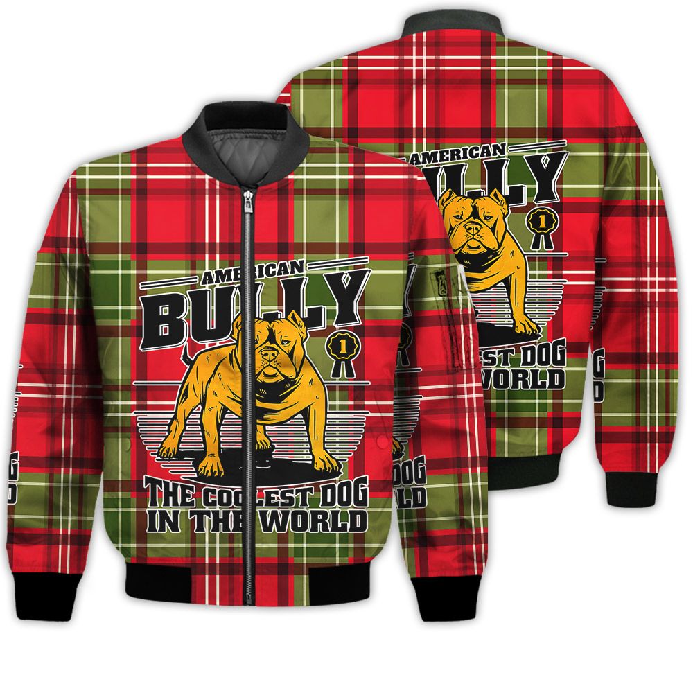 Merry Christmas American Bully The Coolest Dog Retro Christmas Holiday Gifts Unisex 3D Bomber Jacket Merry Christmas American Bully The Coolest Dog Retro Christmas Holiday Gifts Unisex 3D Bomber Jacket