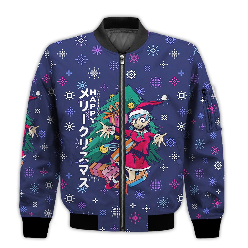 Merry-Christmas-Anime-Girl-Retro-Christmas-Holiday-Gifts-Unisex-3D-Bomber-Jacket-1