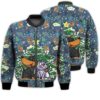Merry Christmas Cat And Dog Under Christmas Tree Retro Christmas Holiday Gifts Unisex 3D Bomber Jacket