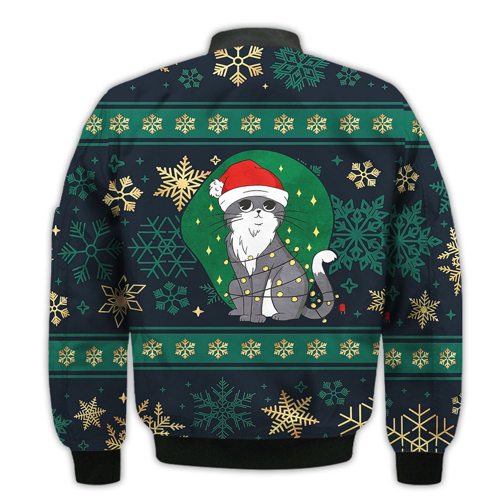 Merry-Christmas-Cat-With-Christmas-Tree-Retro-Christmas-Holiday-Gifts-Unisex-3D-Bomber-Jacket-2