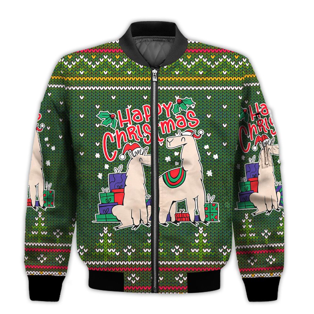 Merry-Christmas-Christmas-Alpacas-Retro-Christmas-Holiday-Gifts-Unisex-3D-Bomber-Jacket-1