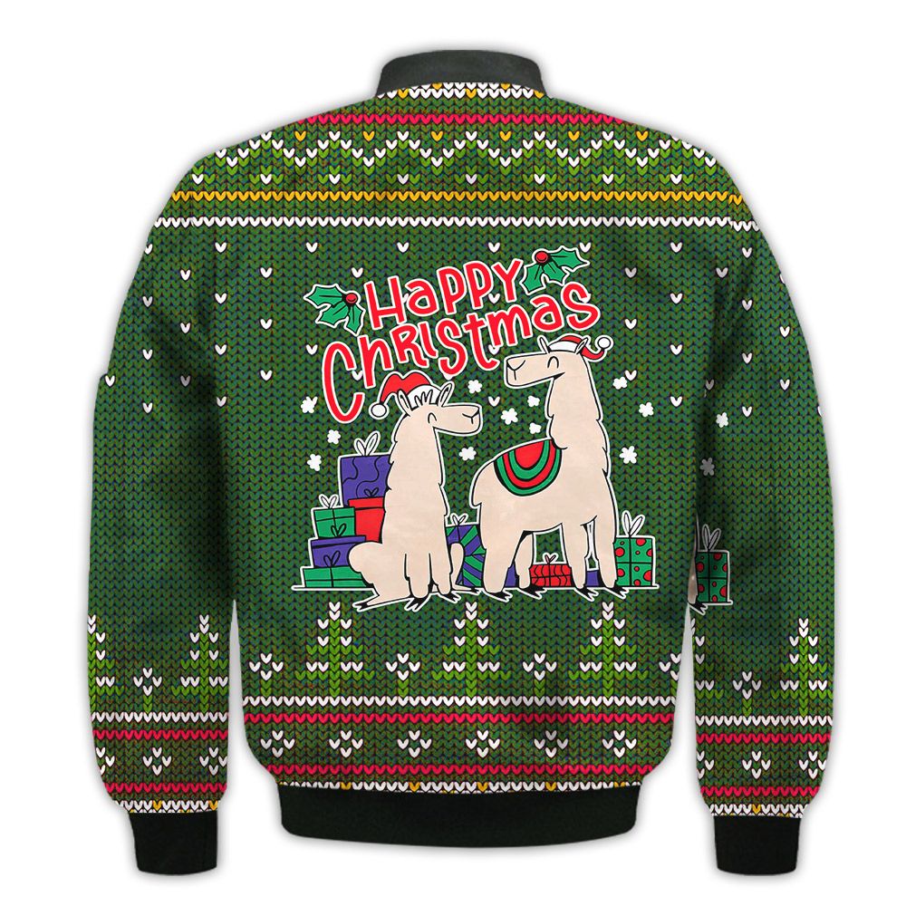 Merry-Christmas-Christmas-Alpacas-Retro-Christmas-Holiday-Gifts-Unisex-3D-Bomber-Jacket-2