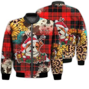 Merry Christmas Christmas Bulldog Retro Christmas Holiday Gifts Unisex 3D Bomber Jacket