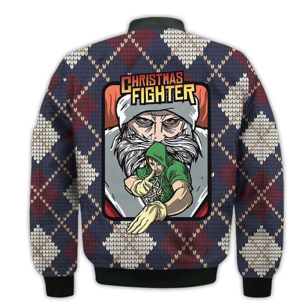 Merry-Christmas-Christmas-Fighting-Game-Retro-Christmas-Holiday-Gifts-Unisex-3D-Bomber-Jacket-2