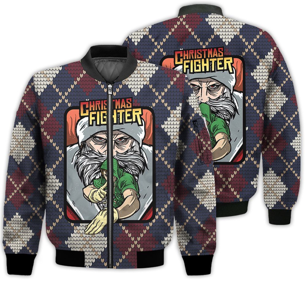 Merry Christmas Christmas Fighting Game Retro Christmas Holiday Gifts Unisex 3D Bomber Jacket Merry Christmas Christmas Fighting Game Retro Christmas Holiday Gifts Unisex 3D Bomber Jacket