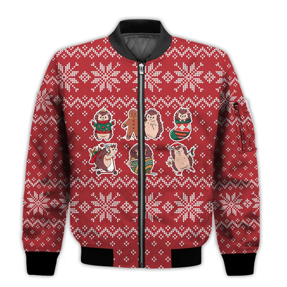 Merry-Christmas-Christmas-Hedgehog-Retro-Christmas-Holiday-Gifts-Unisex-3D-Bomber-Jacket-1