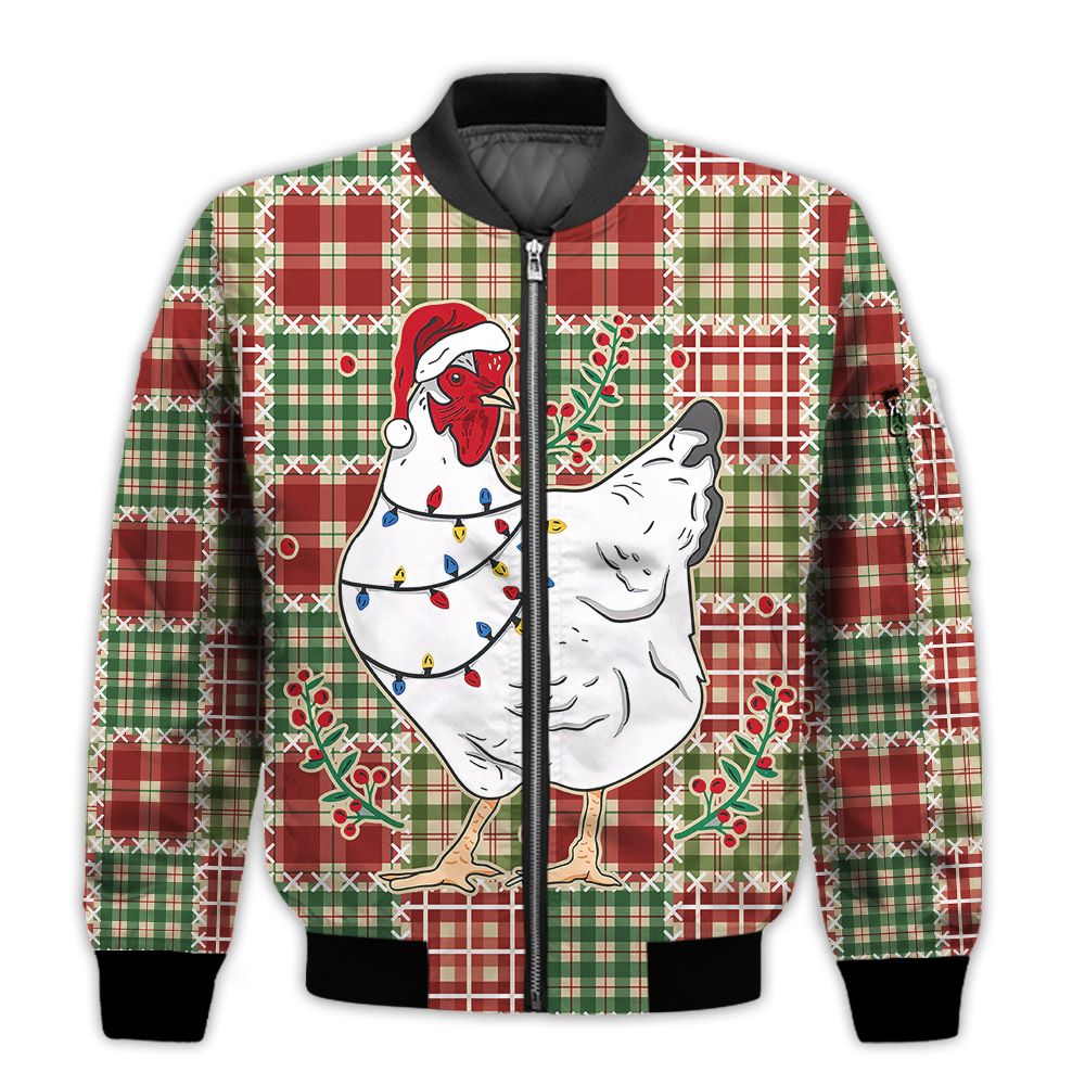 Merry-Christmas-Christmas-Lights-Chicken-Retro-Christmas-Holiday-Gifts-Unisex-3D-Bomber-Jacket-1