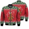 Merry Christmas Christmas Reindeer Jumping Rope Retro Christmas Holiday Gifts Unisex 3D Bomber Jacket