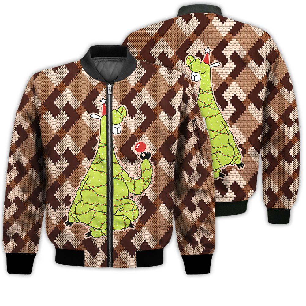 Merry Christmas Christmas Tree Llama Retro Christmas Holiday Gifts Unisex 3D Bomber Jacket Merry Christmas Christmas Tree Llama Retro Christmas Holiday Gifts Unisex 3D Bomber Jacket