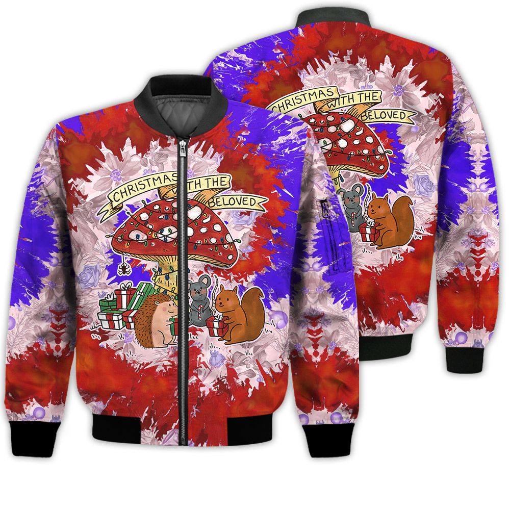 Merry Christmas Christmas With The BeLoved Retro Christmas Holiday Gifts Unisex 3D Bomber Jacket Merry Christmas Christmas With The BeLoved Retro Christmas Holiday Gifts Unisex 3D Bomber Jacket