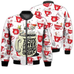 Merry Christmas Coffee Christmas Skeleton Retro Christmas Holiday Gifts Unisex 3D Bomber Jacket