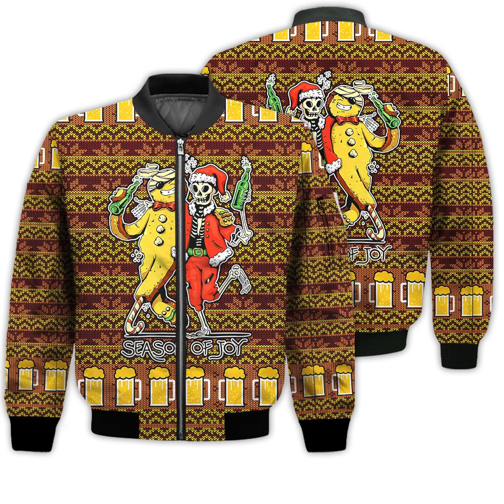 Merry Christmas Cool Anti Christmas Skeleton Retro Christmas Holiday Gifts Unisex 3D Bomber Jacket Merry Christmas Cool Anti Christmas Skeleton Retro Christmas Holiday Gifts Unisex 3D Bomber Jacket