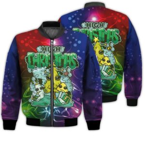 Merry Christmas Cool High Christmas Retro Christmas Holiday Gifts Unisex 3D Bomber Jacket