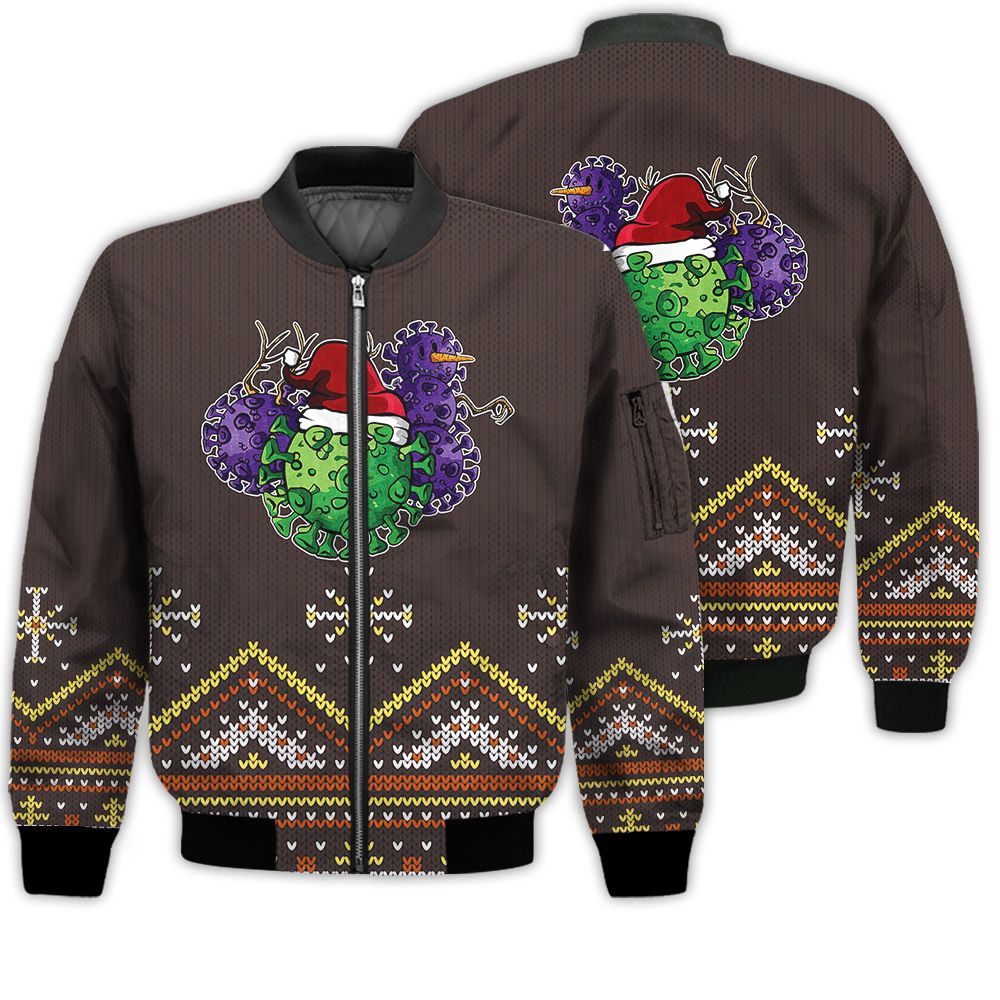 Merry Christmas Covid Christmas Retro Christmas Holiday Gifts Unisex 3D Bomber Jacket Merry Christmas Covid Christmas Retro Christmas Holiday Gifts Unisex 3D Bomber Jacket
