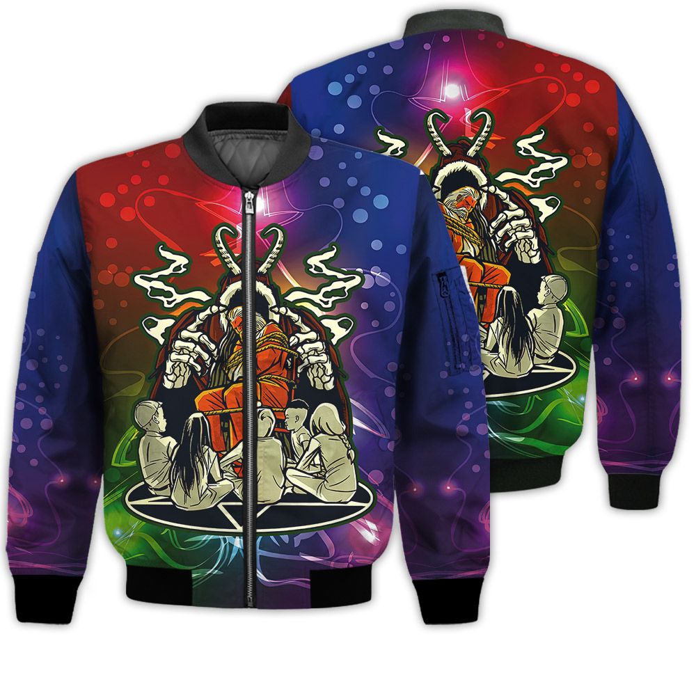 Merry Christmas Creepy Santa Retro Christmas Holiday Gifts Unisex 3D Bomber Jacket Merry Christmas Creepy Santa Retro Christmas Holiday Gifts Unisex 3D Bomber Jacket