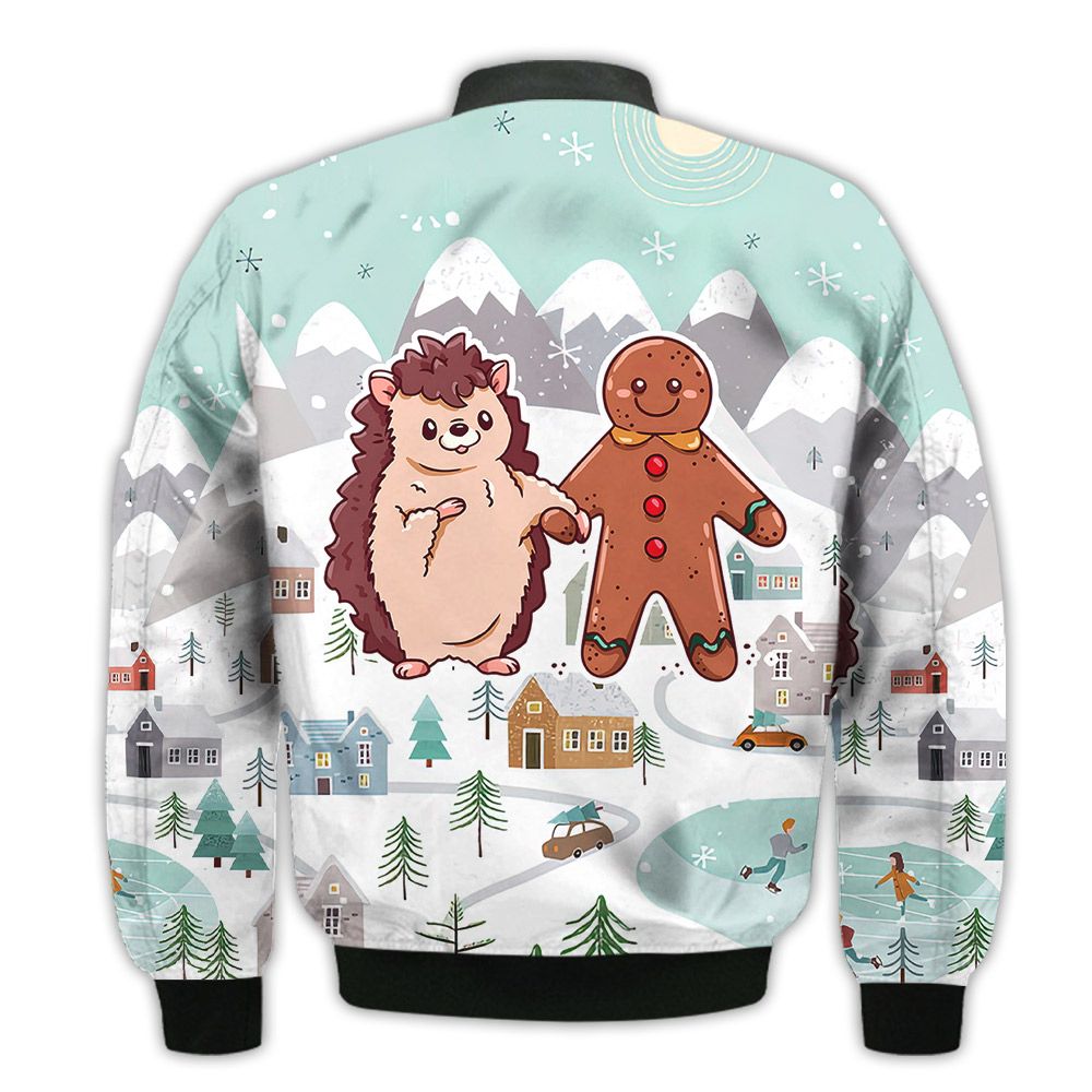 Merry-Christmas-Cute-Christmas-Hedgehog-And-Cookie-Retro-Christmas-Holiday-Gifts-Unisex-3D-Bomber-Bomber-Jacket-2