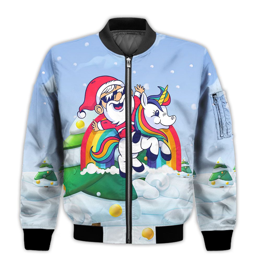 Merry-Christmas-Cute-Santa-Unicorn-Retro-Christmas-Holiday-Gifts-Unisex-3D-Bomber-Jacket-1