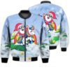 Merry Christmas Cute Santa Unicorn Retro Christmas Holiday Gifts Unisex 3D Bomber Jacket