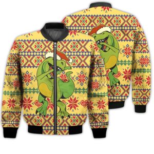 Merry Christmas Dabbing Dino Christmas Retro Christmas Holiday Gifts Unisex 3D Bomber Jacket