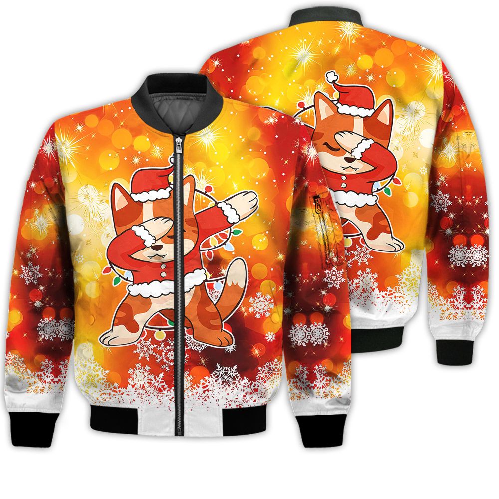 Merry Christmas Dabbing Santa Cat Retro Christmas Holiday Gifts Unisex 3D Bomber Jacket Merry Christmas Dabbing Santa Cat Retro Christmas Holiday Gifts Unisex 3D Bomber Jacket