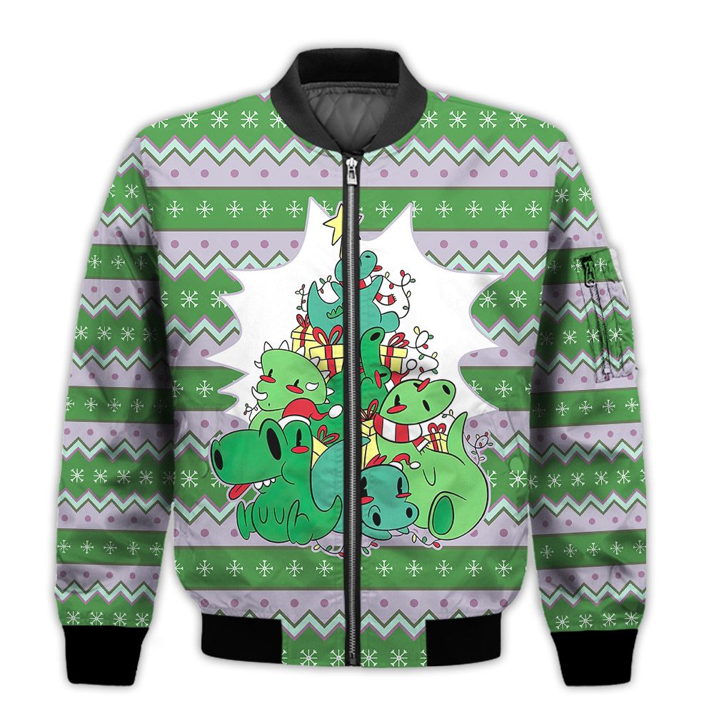 Merry-Christmas-Dinosaur-Christmas-Tree-Retro-Christmas-Holiday-Gifts-Unisex-3D-Bomber-Jacket-1