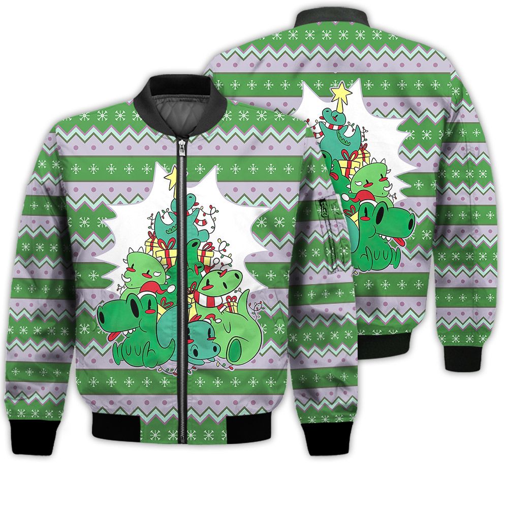 Merry Christmas Dinosaur Christmas Tree Retro Christmas Holiday Gifts Unisex 3D Bomber Jacket Merry Christmas Dinosaur Christmas Tree Retro Christmas Holiday Gifts Unisex 3D Bomber Jacket