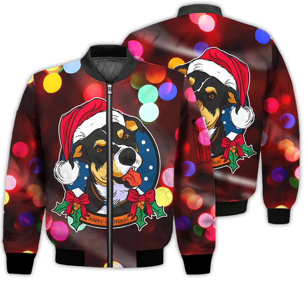 Merry Christmas Dog With Hat Retro Christmas Holiday Gifts Unisex 3D Bomber Jacket Merry Christmas Dog With Hat Retro Christmas Holiday Gifts Unisex 3D Bomber Jacket