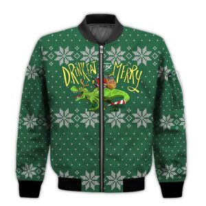 Eat And Merry Retro Christmas Holiday Gifts Unisex 3D Bomber Jacket