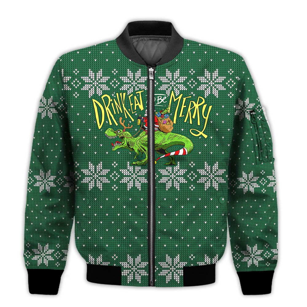 Eat And Merry Retro Christmas Holiday Gifts Unisex 3D Bomber Jacket Eat And Merry Retro Christmas Holiday Gifts Unisex 3D Bomber Jacket