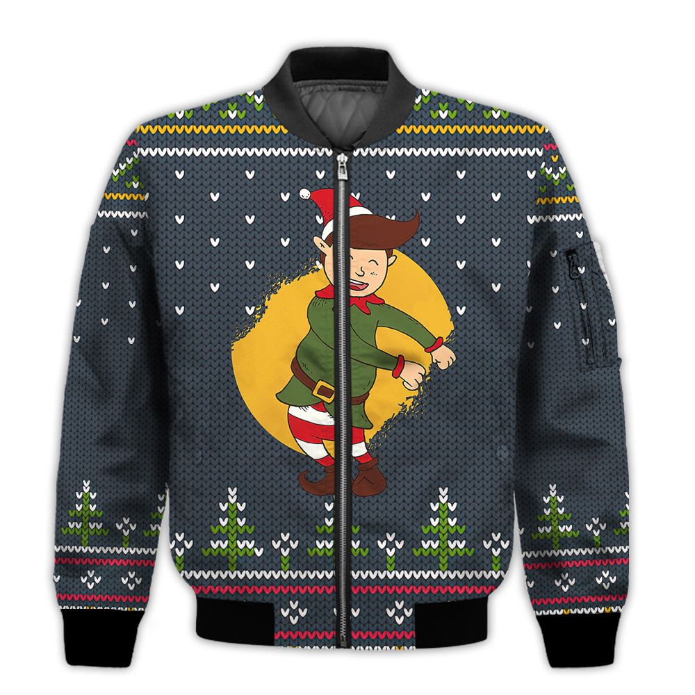 Merry-Christmas-Elf-Floss-Dance-Retro-Christmas-Holiday-Gifts-Unisex-3D-Bomber-Jacket-1