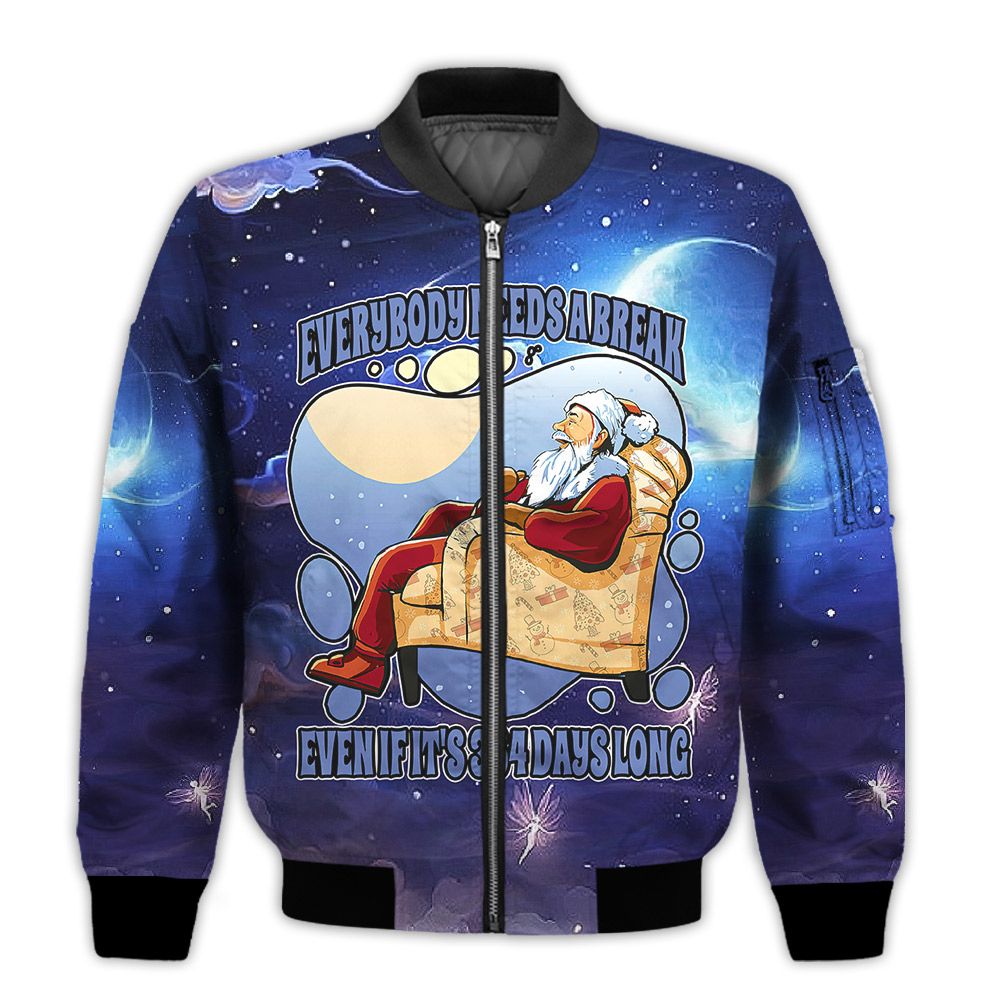 Merry-Christmas-Everybody-Needs-A-Break-Santa-Retro-Christmas-Holiday-Gifts-Unisex-3D-Bomber-Jacket-1