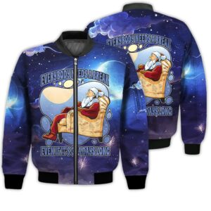 Merry Christmas Everybody Needs A Break Santa Retro Christmas Holiday Gifts Unisex 3D Bomber Jacket