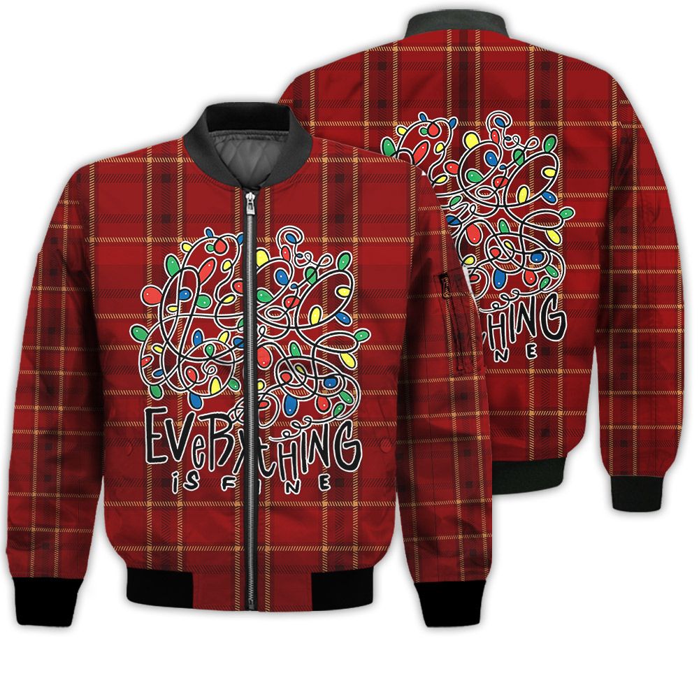 Merry Christmas Everything Is Fine Light Retro Christmas Holiday Gifts Unisex 3D Bomber Jacket Merry Christmas Everything Is Fine Light Retro Christmas Holiday Gifts Unisex 3D Bomber Jacket