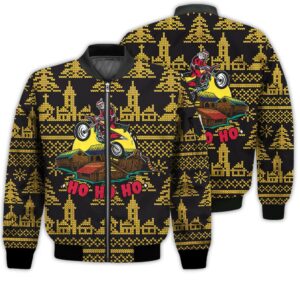 Merry Christmas Extreme Santa Christmas Retro Christmas Holiday Gifts Unisex 3D Bomber Jacket