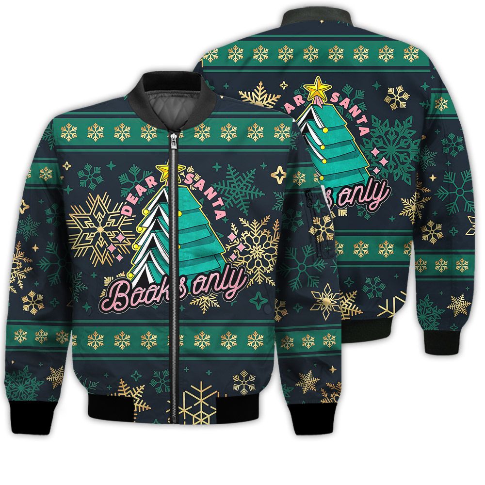 Merry Christmas Funny Christmas Books Retro Christmas Holiday Gifts Unisex 3D Bomber Jacket Merry Christmas Funny Christmas Books Retro Christmas Holiday Gifts Unisex 3D Bomber Jacket